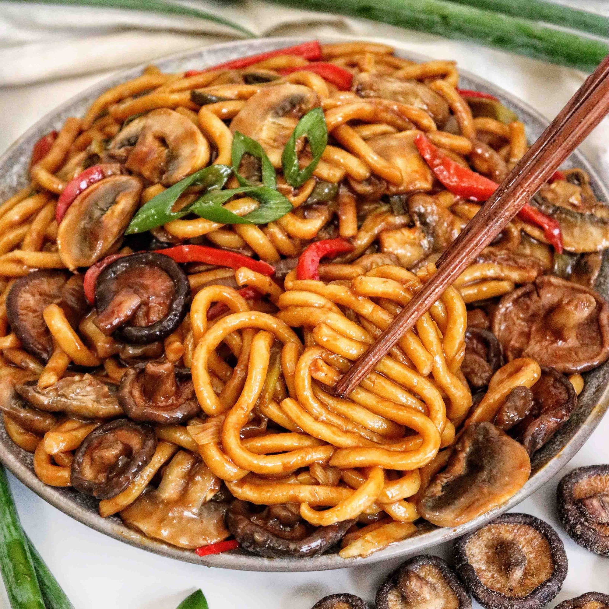 Teriyaki Mushroom Udon Noodle Stir-fry