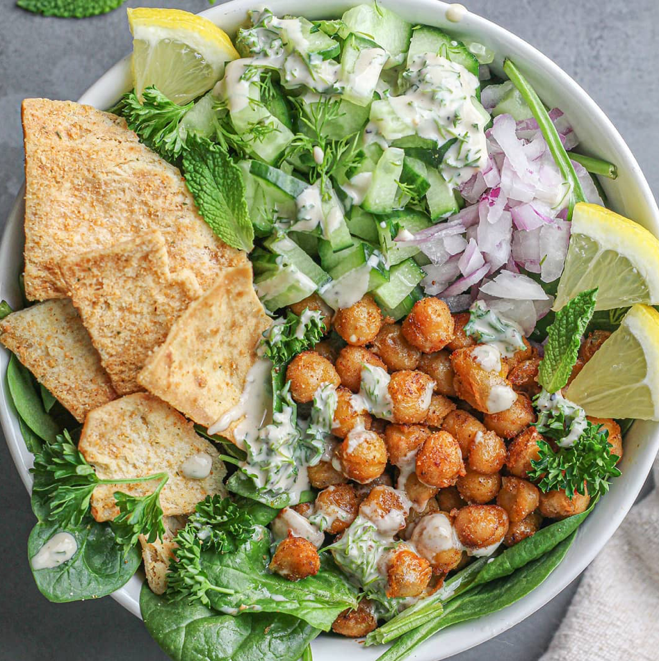 Spiced Chickpea Bowl with Herb Tahini Dressing
